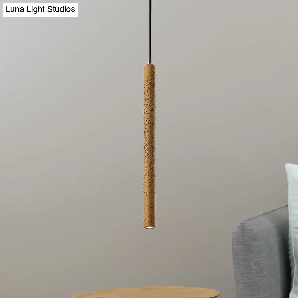 Nordic Style Concrete Pendant Light - 12"/21.5"H Tube, 1 Light, Black/White/Yellow