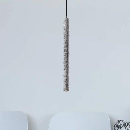 Nordic Style Concrete Pendant Light - 12"/21.5"H Tube, 1 Light, Black/White/Yellow