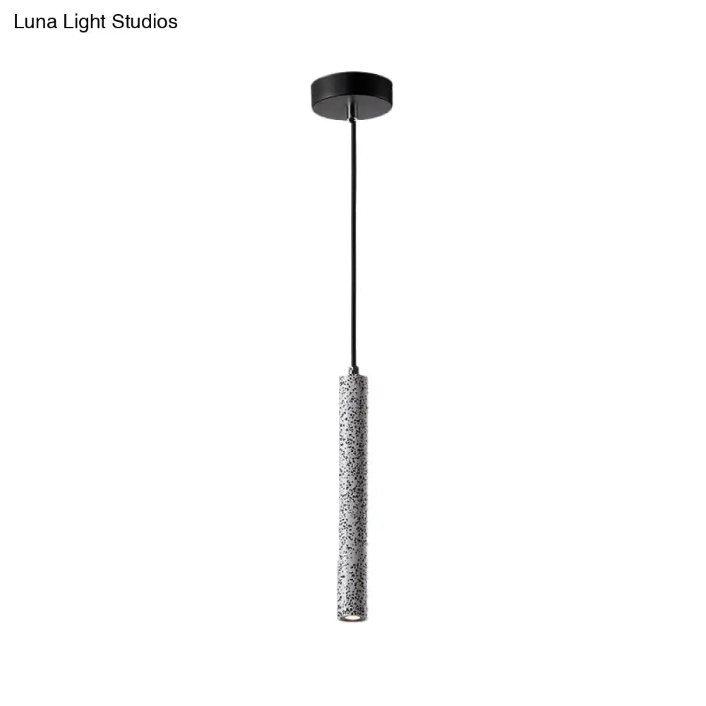 Nordic Style Concrete Pendant Light - 12"/21.5"H Tube, 1 Light, Black/White/Yellow