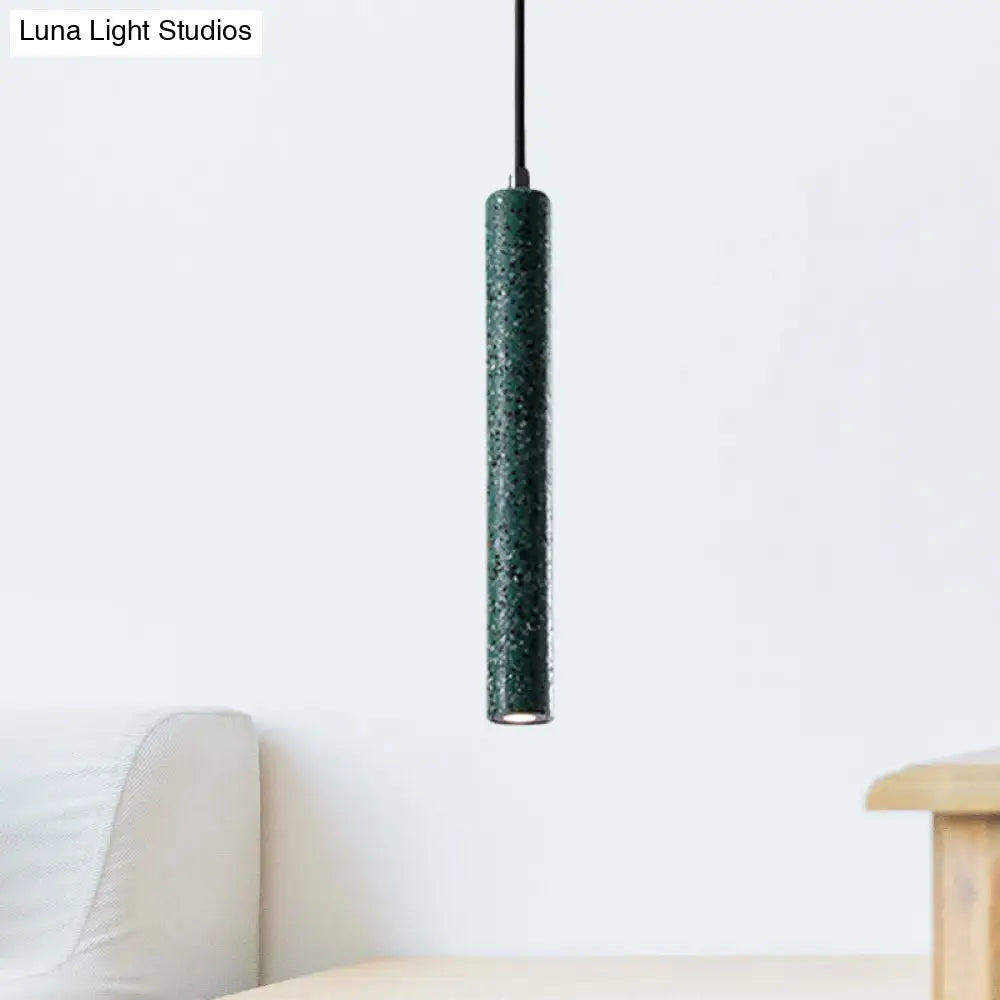 Nordic Style Concrete Pendant Light - 12"/21.5"H Tube, 1 Light, Black/White/Yellow