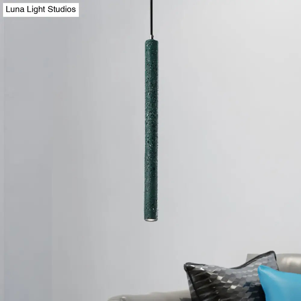 Nordic Style Concrete Pendant Light - 12"/21.5"H Tube, 1 Light, Black/White/Yellow