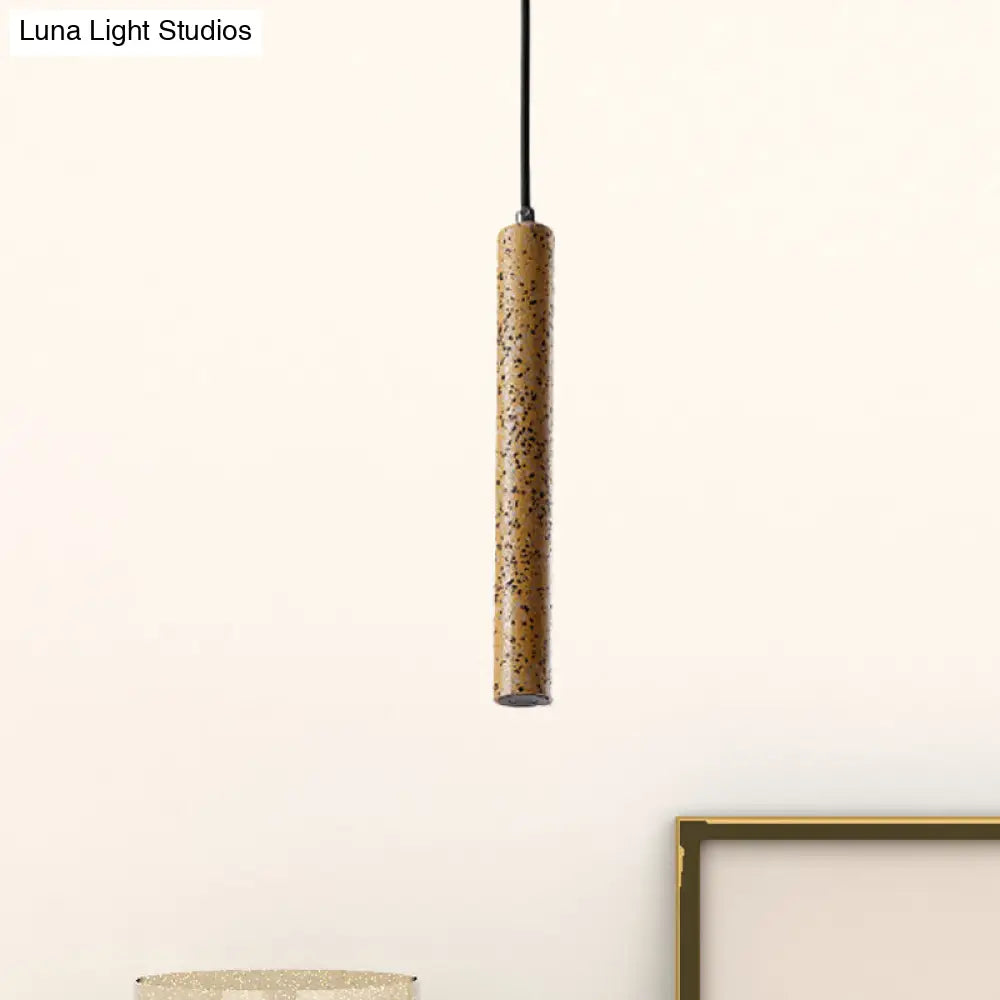 Nordic Style Concrete Pendant Light - 12"/21.5"H Tube, 1 Light, Black/White/Yellow