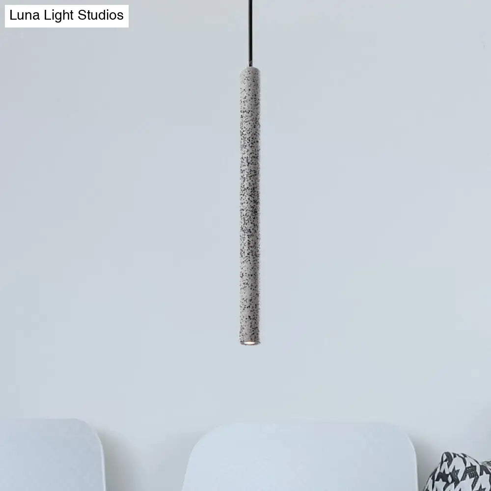 Nordic Style Concrete Pendant Light - 12"/21.5"H Tube, 1 Light, Black/White/Yellow