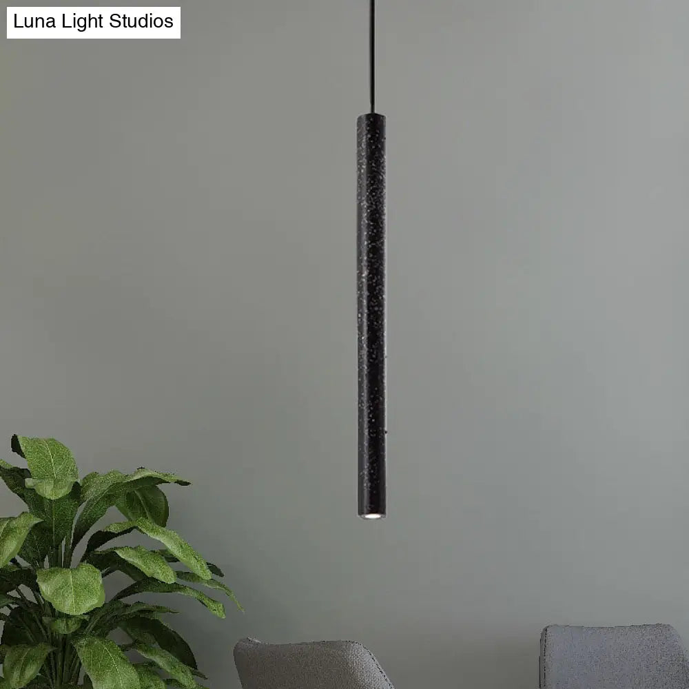 Nordic Style Concrete Pendant Light - 12"/21.5"H Tube, 1 Light, Black/White/Yellow