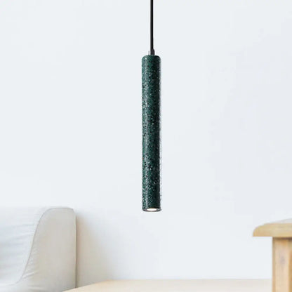 Nordic Style Concrete Pendant Light - 12"/21.5"H Tube, 1 Light, Black/White/Yellow