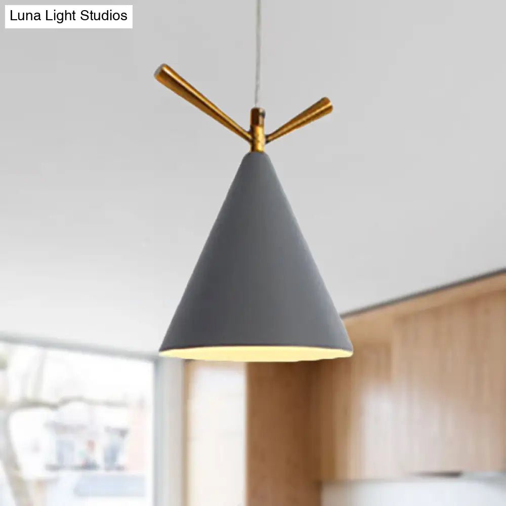 Nordic Style Cone Pendant Light for Restaurant/Coffee Shop - 1-Light Hanging Lamp