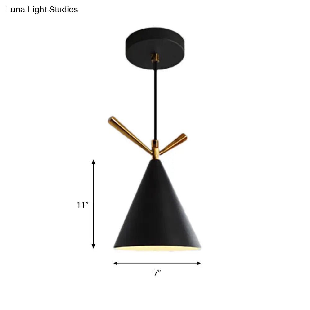 Nordic Style Cone Pendant Light for Restaurant/Coffee Shop - 1-Light Hanging Lamp