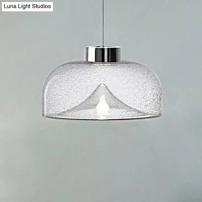 Nordic Style Dome Pendant Lighting: Tan/Clear/Smoky Glass, 1-Light Hanging Ceiling Lamp in Warm Light