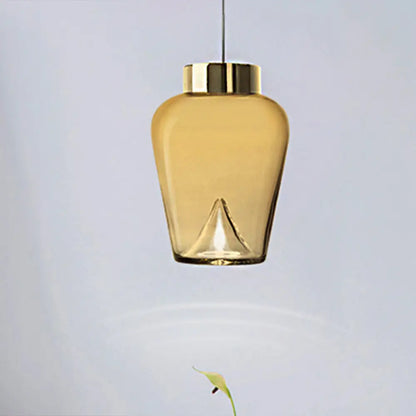 Nordic Style Dome Pendant Lighting: Tan/Clear/Smoky Glass, 1-Light Hanging Ceiling Lamp in Warm Light