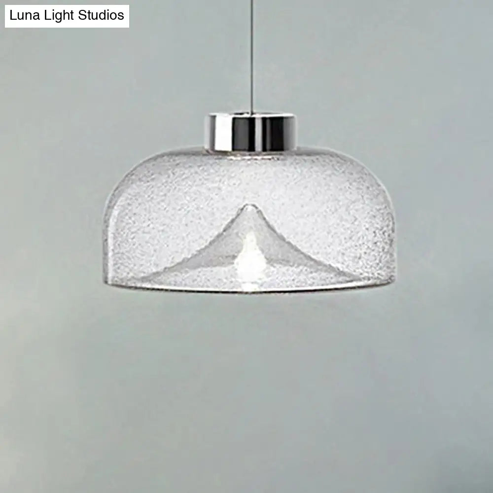 Nordic Style Dome Pendant Lighting: Tan/Clear/Smoky Glass, 1-Light Hanging Ceiling Lamp in Warm Light