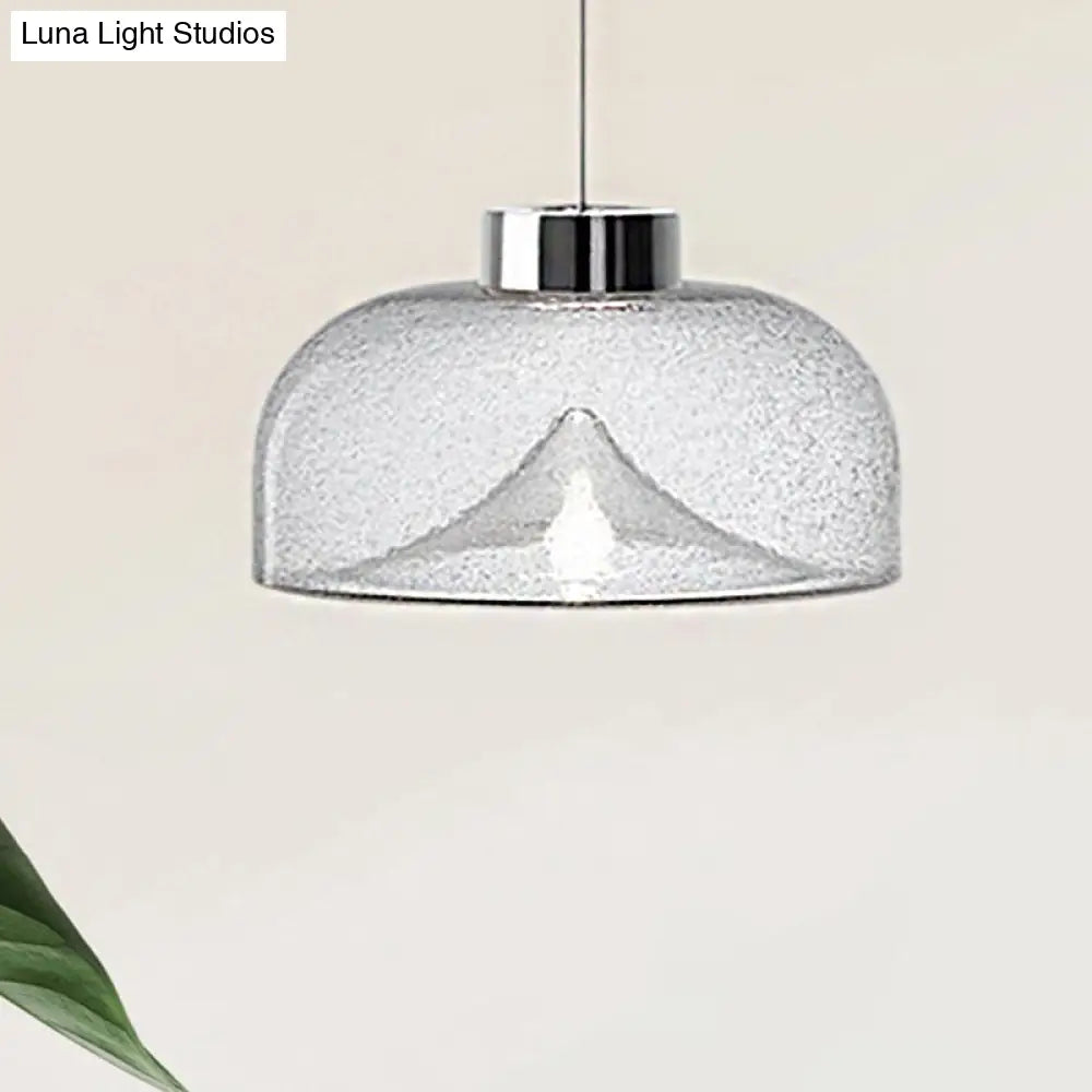 Nordic Style Dome Pendant Lighting: Tan/Clear/Smoky Glass, 1-Light Hanging Ceiling Lamp in Warm Light