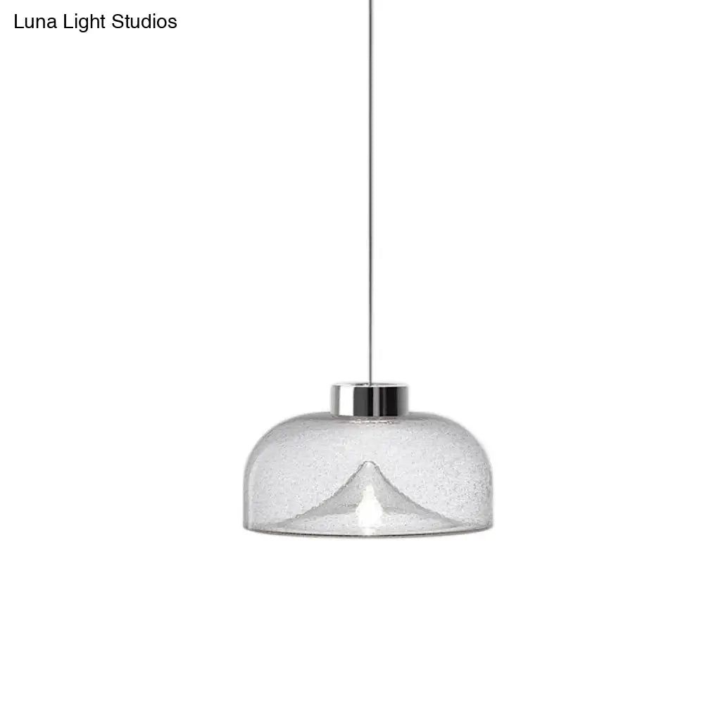 Nordic Style Dome Pendant Lighting: Tan/Clear/Smoky Glass, 1-Light Hanging Ceiling Lamp in Warm Light