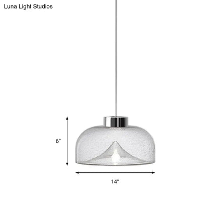 Nordic Style Dome Pendant Lighting: Tan/Clear/Smoky Glass, 1-Light Hanging Ceiling Lamp in Warm Light