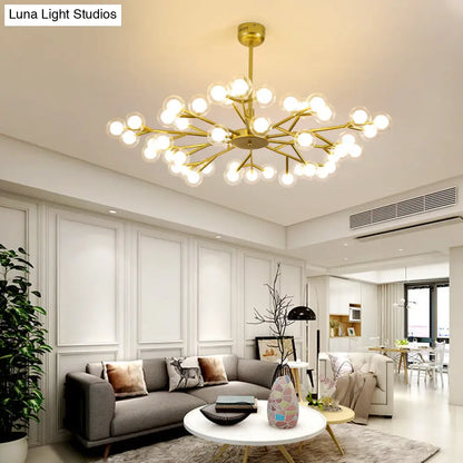 Nordic Style Dual Glass Glowworm Chandelier Pendant Light for Living Room Suspension