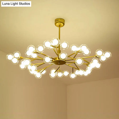 Nordic Style Dual Glass Glowworm Chandelier Pendant Light for Living Room Suspension