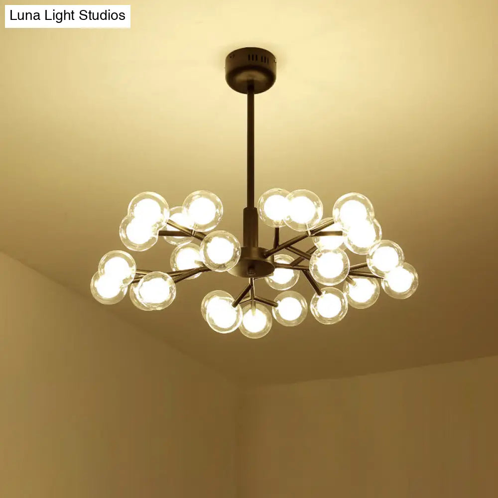 Nordic Style Dual Glass Glowworm Chandelier Pendant Light for Living Room Suspension