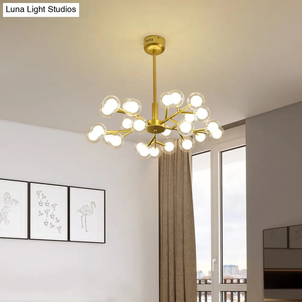 Nordic Style Dual Glass Glowworm Chandelier Pendant Light for Living Room Suspension