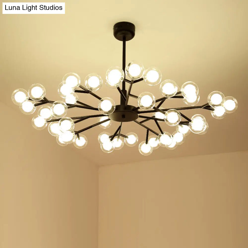 Nordic Style Dual Glass Glowworm Chandelier Pendant Light for Living Room Suspension