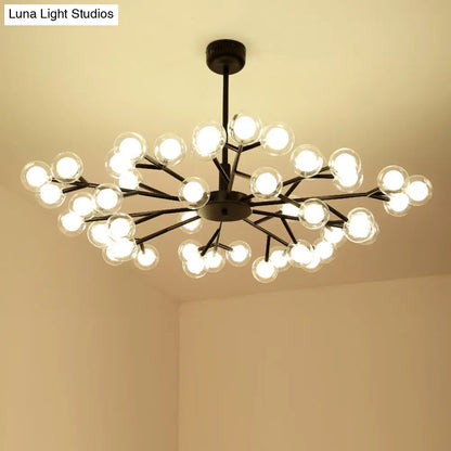 Nordic Style Dual Glass Glowworm Chandelier Pendant Light for Living Room Suspension