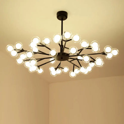 Nordic Style Dual Glass Glowworm Chandelier Pendant Light for Living Room Suspension