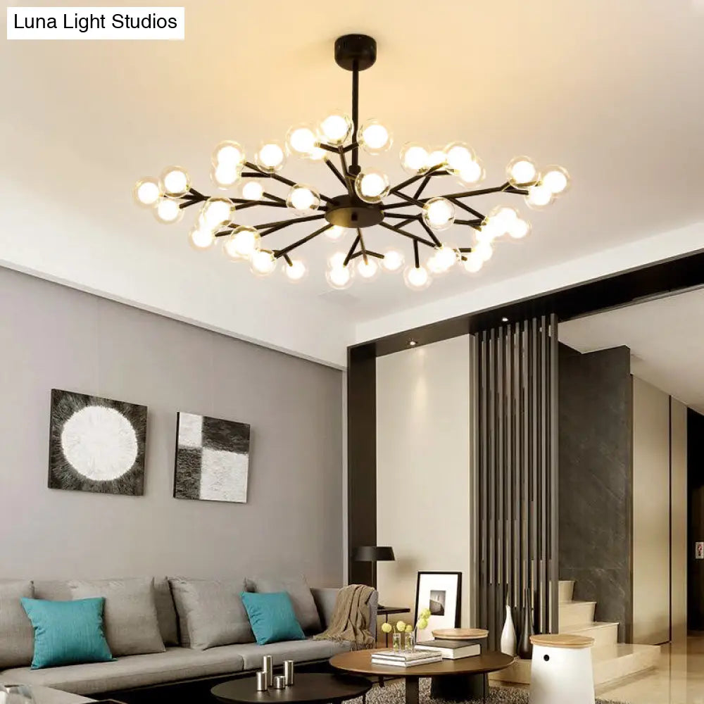 Nordic Style Dual Glass Glowworm Chandelier Pendant Light for Living Room Suspension