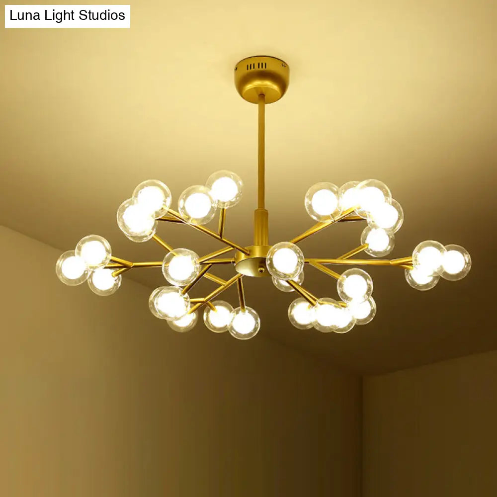 Nordic Style Dual Glass Glowworm Chandelier Pendant Light for Living Room Suspension