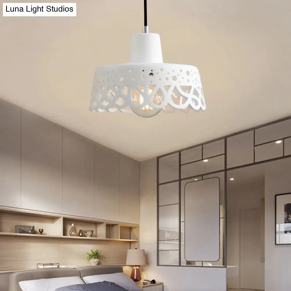 Nordic Style Etched Pendant Lighting: Concrete 1-Light Grey/White/Yellow with Geometric/Bell/Flared Shade