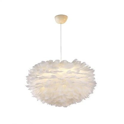 Nordic Style Feather Chandelier: White Globe Hanging Light Fixture