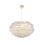 Nordic Style Feather Chandelier: White Globe Hanging Light Fixture