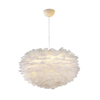 Nordic Style Feather Chandelier: White Globe Hanging Light Fixture