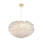 Nordic Style Feather Chandelier: White Globe Hanging Light Fixture