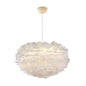 Nordic Style Feather Chandelier: White Globe Hanging Light Fixture