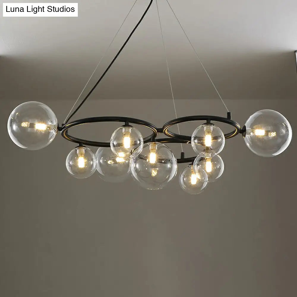 Nordic Style Glass Circles Chandelier: Sleek Suspended Lighting Fixture for Bedrooms