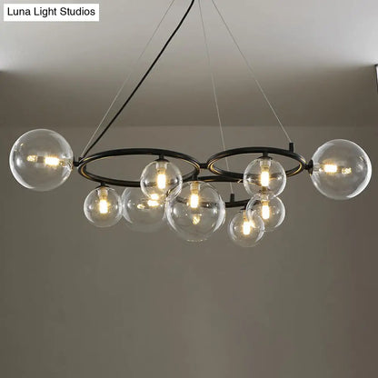 Nordic Style Glass Circles Chandelier: Sleek Suspended Lighting Fixture for Bedrooms