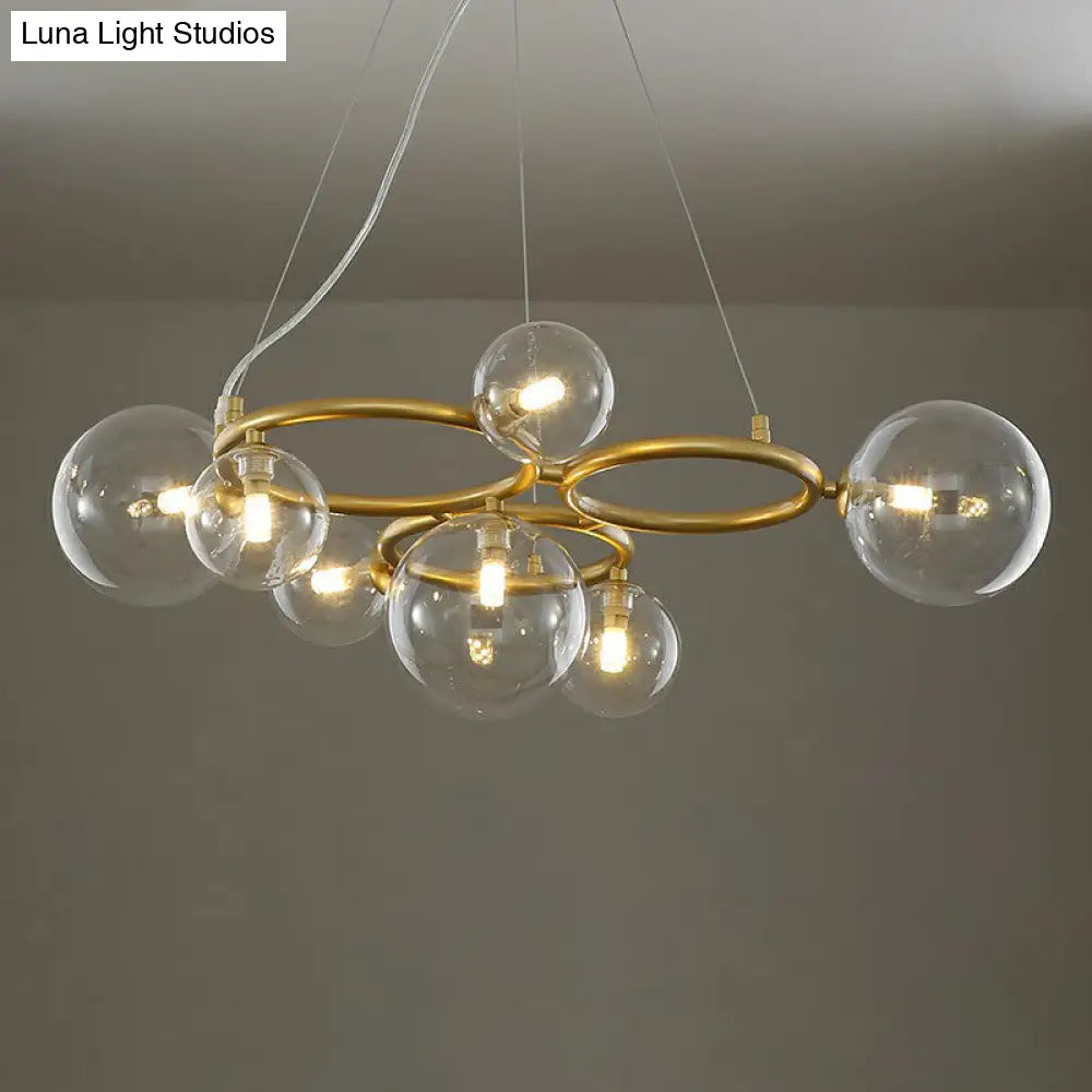 Nordic Style Glass Circles Chandelier: Sleek Suspended Lighting Fixture for Bedrooms