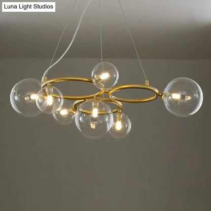 Nordic Style Glass Circles Chandelier: Sleek Suspended Lighting Fixture for Bedrooms