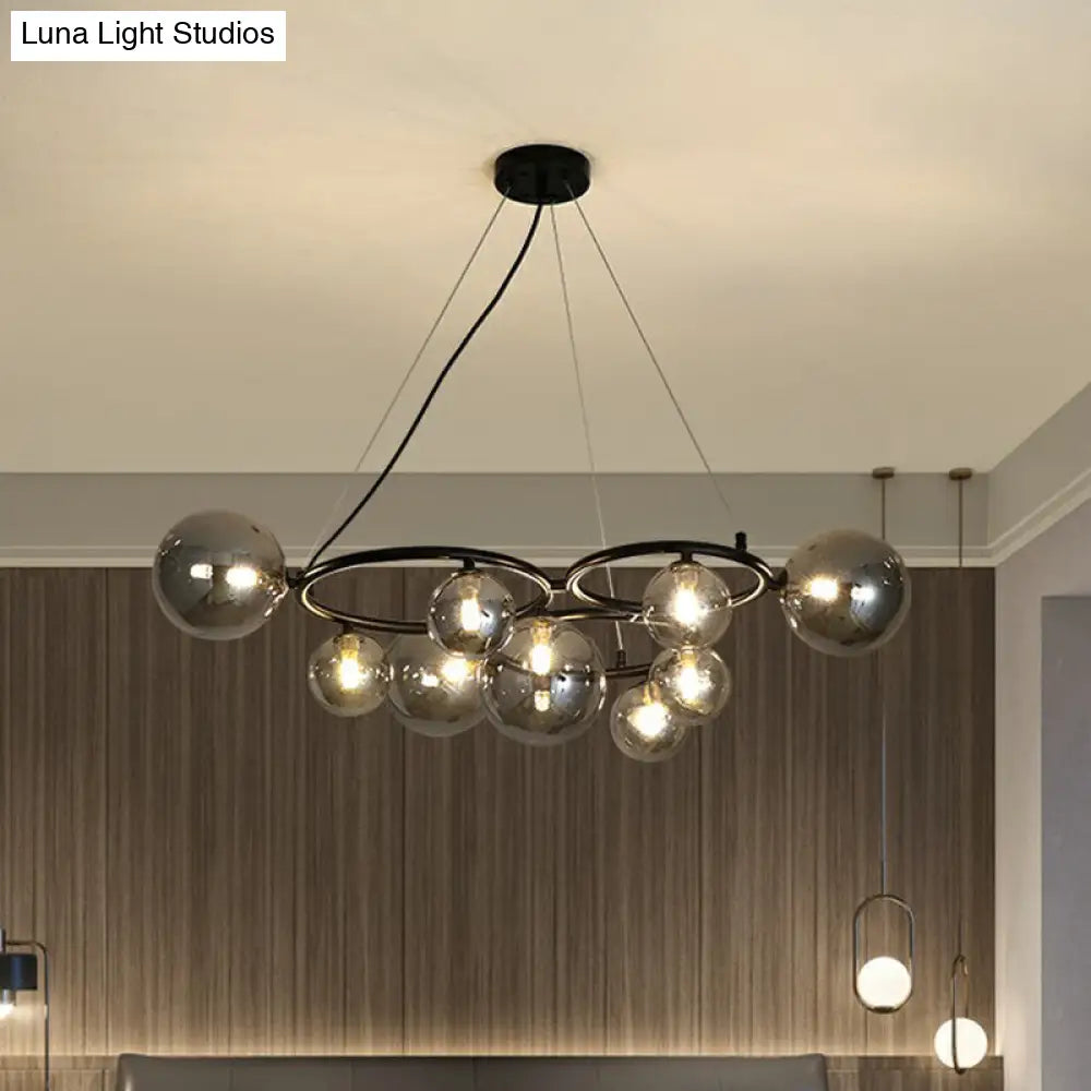 Nordic Style Glass Circles Chandelier: Sleek Suspended Lighting Fixture for Bedrooms
