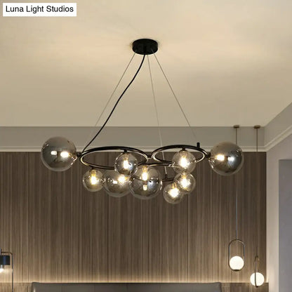 Nordic Style Glass Circles Chandelier: Sleek Suspended Lighting Fixture for Bedrooms