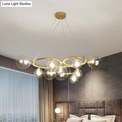 Nordic Style Glass Circles Chandelier: Sleek Suspended Lighting Fixture for Bedrooms