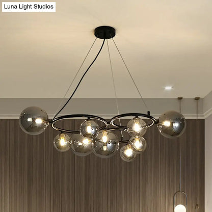 Nordic Style Glass Circles Chandelier: Sleek Suspended Lighting Fixture for Bedrooms