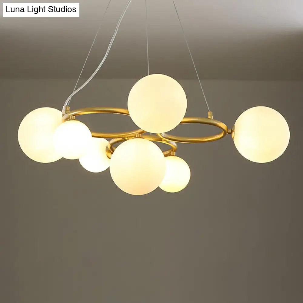 Nordic Style Glass Circles Chandelier: Sleek Suspended Lighting Fixture for Bedrooms