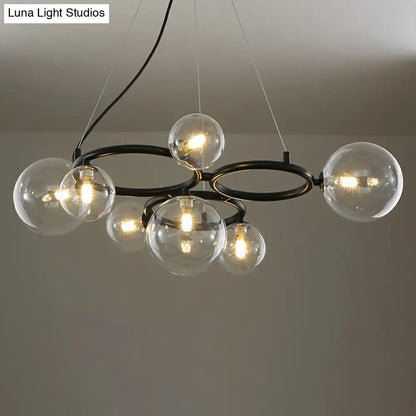 Nordic Style Glass Circles Chandelier: Sleek Suspended Lighting Fixture for Bedrooms