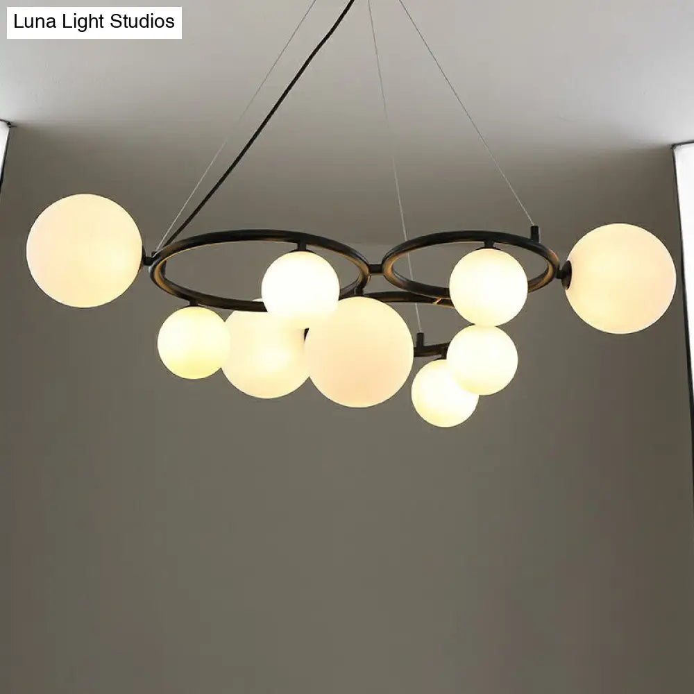 Nordic Style Glass Circles Chandelier: Sleek Suspended Lighting Fixture for Bedrooms