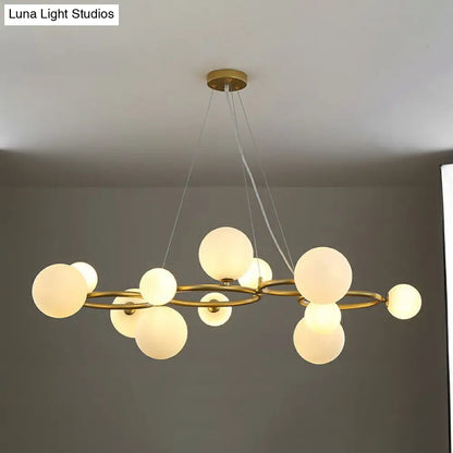 Nordic Style Glass Circles Chandelier: Sleek Suspended Lighting Fixture for Bedrooms