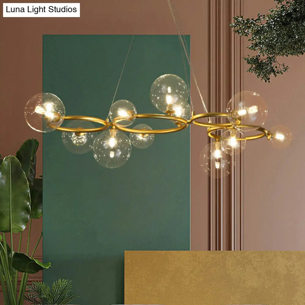 Nordic Style Glass Circles Chandelier: Sleek Suspended Lighting Fixture for Bedrooms