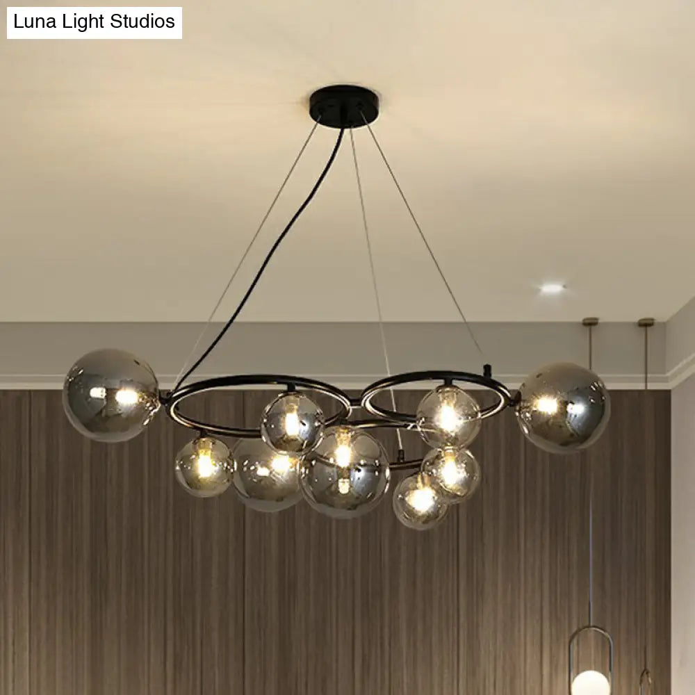 Nordic Style Glass Circles Chandelier: Sleek Suspended Lighting Fixture for Bedrooms