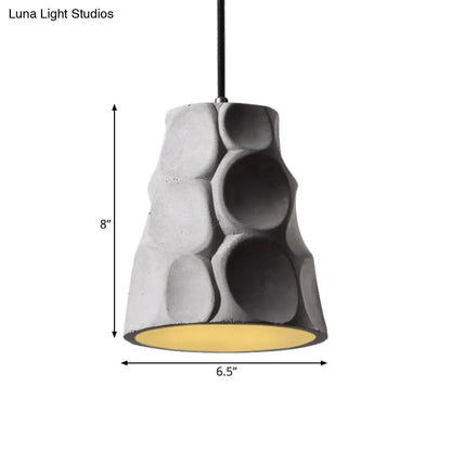 Nordic Style Grey Concrete Pendant Light with Cone Shade