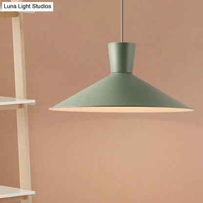 Nordic Style Iron Pendant Ceiling Light - Pink/Yellow/Blue Flared Design, Perfect for Living Room