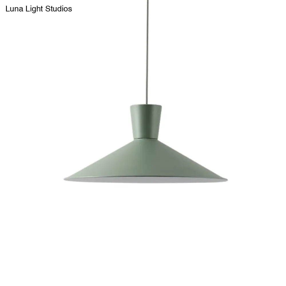 Nordic Style Iron Pendant Ceiling Light - Pink/Yellow/Blue Flared Design, Perfect for Living Room