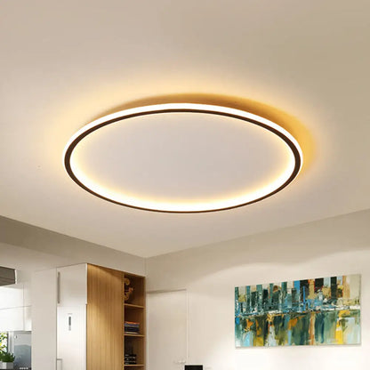 DecorBites™ DecorBites™ Nordic Style LED Disc Ceiling Light - Aluminum Black Flush Lamp, Remote Control Dimming - 16"/19.5"/23.5" Wide, Warm/White Light
